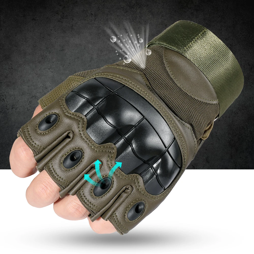 Guantes sin dedos para hombre y mujer, manoplas protectoras de medio dedo, de goma, para Motocross - imagen 5