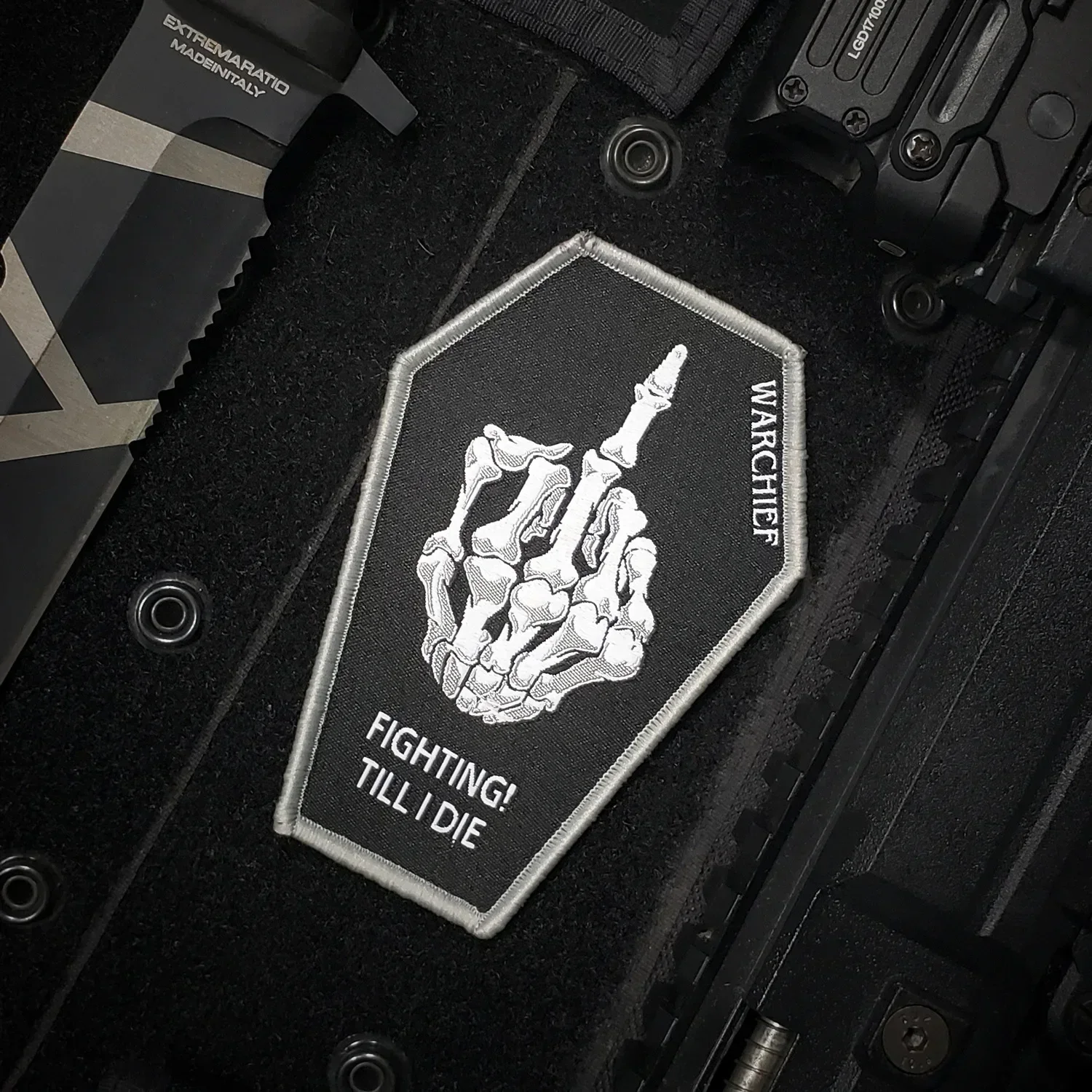 Parches tácticos de esqueleto para modelar dedos, insignia de moral militar, pegatina de gancho y bucle para mochila, etiqueta tejida para brazalete - imagen 2