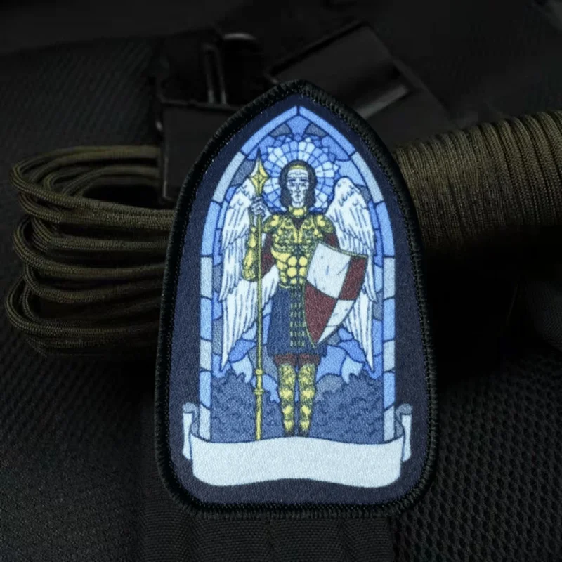 Parche de impresión del Arcángel Michael, insignia de moral táctica, gancho y bucle, apliques militares, mochila, chaleco, pegatinas, parches para ropa - imagen 2