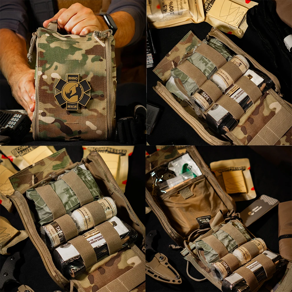 Botiquín de primeros auxilios IFAK táctico de rescate de rinoceronte con bolsa de supervivencia con sistema Molle para acampar, senderismo, pesca, cuidado de traumatología al aire libre - imagen 4