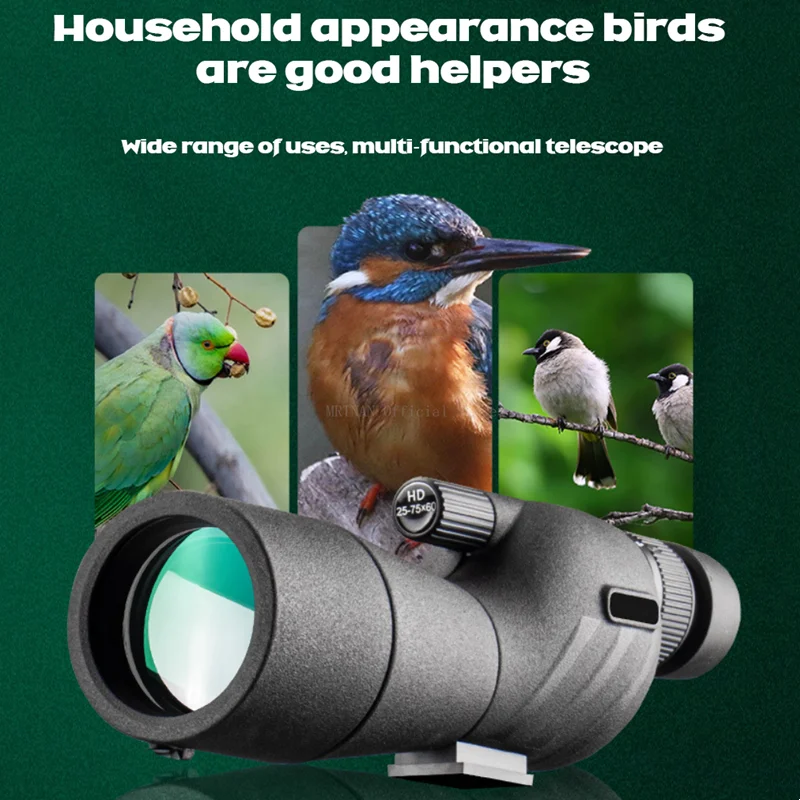 Prismáticos Bak4 con trípode para ver aves al aire libre, monoculares potentes HD, telescopio, Zoom, 25-75x60 - imagen 2