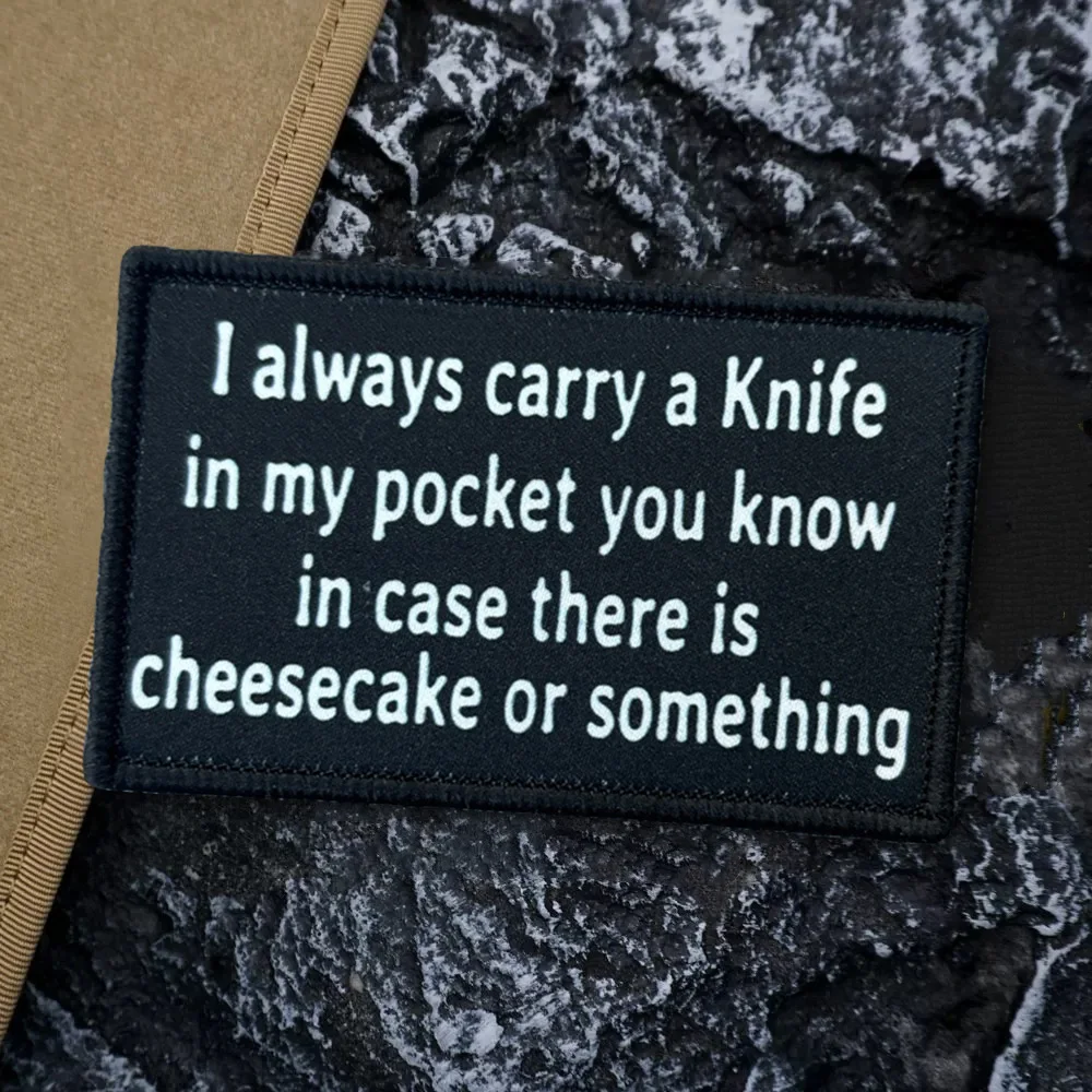 Parches de Meme "I Carry A Knife EDC", parche de gancho y bucle, brazalete moral, insignia de moral del ejército militar, pegatinas tácticas para mochila - imagen 4