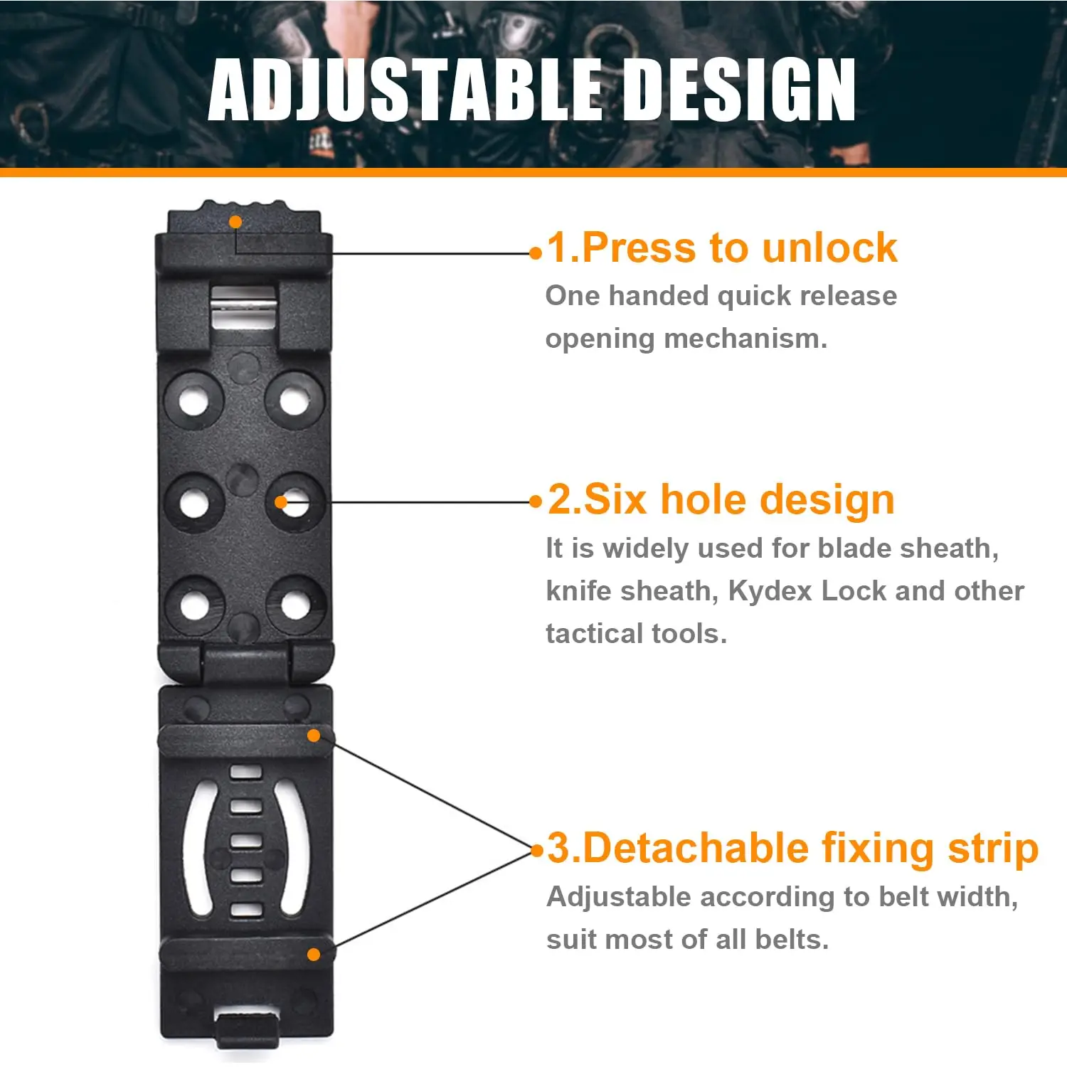 Funda táctica Kydex para cuchillo con clip de cinturón EDC - imagen 4
