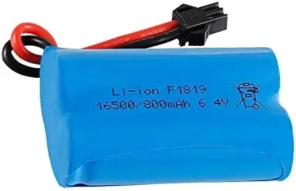 Batería de litio recargable para coche de control remoto, enchufe de SM-2P de 6,4 v, 800mAh, 20C, 16500, para Wltoys 18628, 18629, 18428, 18429, 1/18 - imagen 3