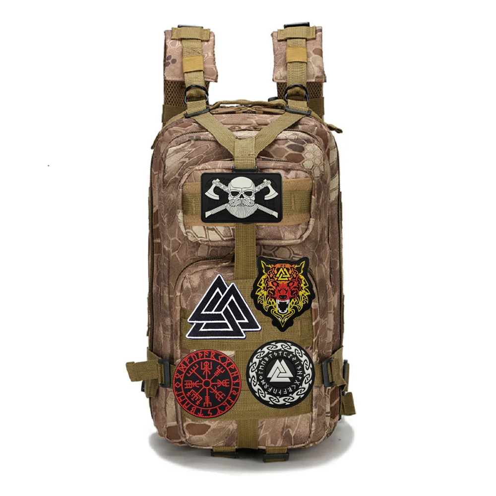 Accesorios para bolsa al aire libre, cabeza de lobo vikingo, Lunavin, Logo de Odin, brújula, insignia de rugido de lobo, parche para mochila táctica bordado - imagen 3