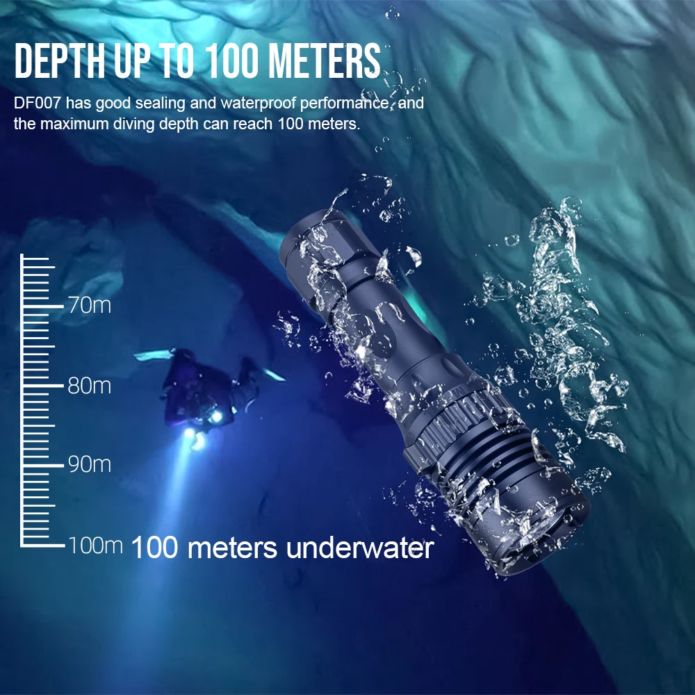 DF007 luz Led de buceo 3350 lúmenes 300 metros linterna superbrillante 21700 antorcha de buceo profesional de alta potencia con interruptor magnético - imagen 5