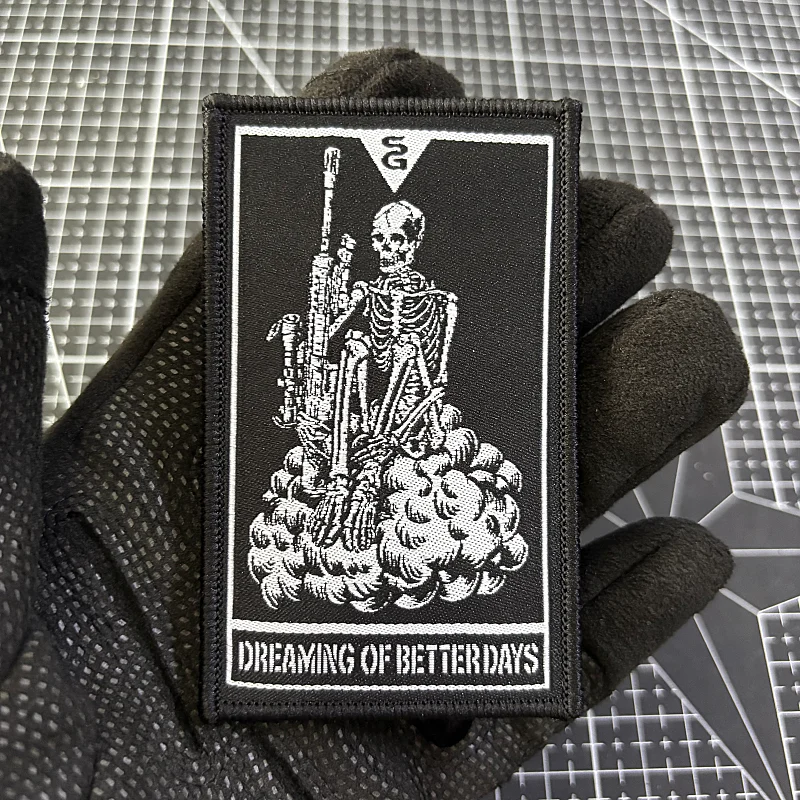 Parche táctico Dreaming of Betterdays, insignia de moral de soldado de calavera, parches de impresión, pegatina para mochila militar con gancho y bucle - imagen 4