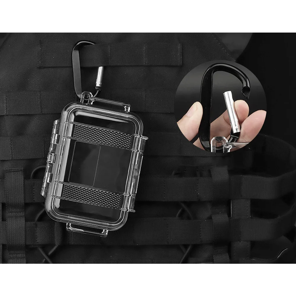 Mini caja de plástico de almacenamiento transparente táctica, caja colgante pequeña, mosquetón deportivo a prueba de golpes, tienda de herramientas EDC, accesorios de Paintball - imagen 5