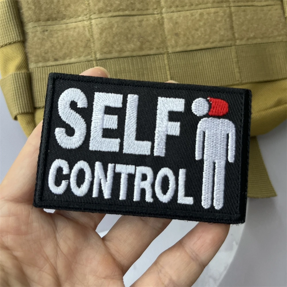 Parches bordados de autocontrol con gancho y bucle, insignia de moral táctica, pegatina para mochila - imagen 3