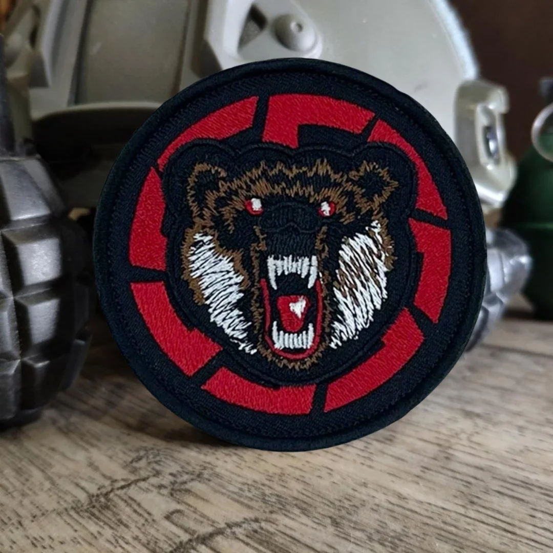 Parche táctico de moral de oso negro, pegatina decorativa para mochila al aire libre, parches bordados de gancho y bucle para ropa - imagen 3