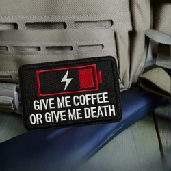 Parche táctico bordado frase Dame café o dame la muerte para mochila