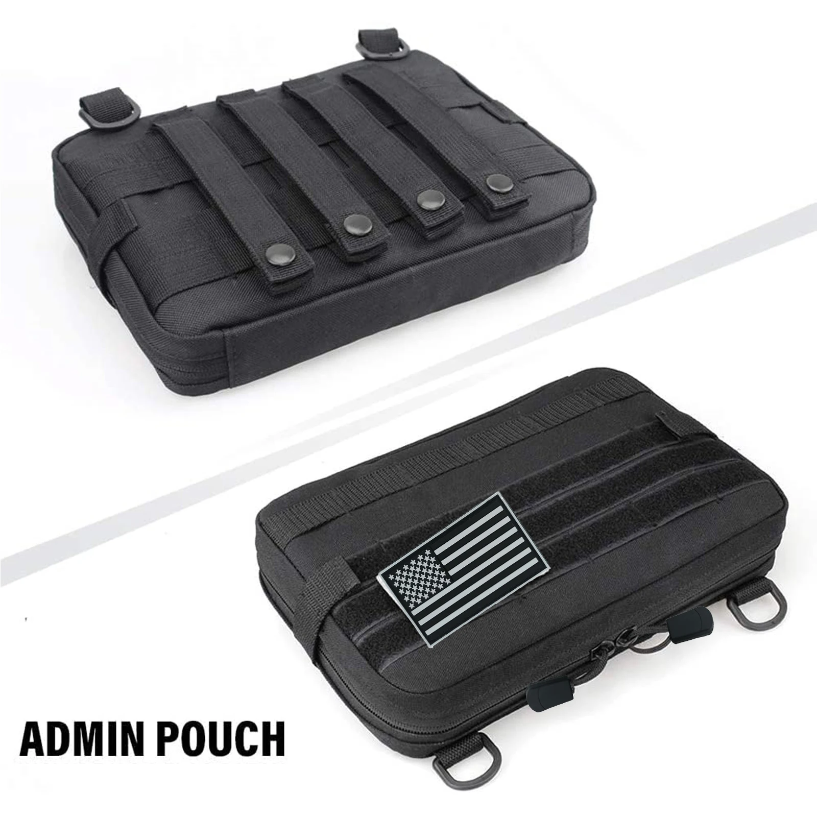 Bolsa táctica Molle Admin, Material Semi-oculto con cremallera, bolsas de utilidad EDC de nailon resistente, bolsa de herramientas, bolsillo para mapas de utilidad EMT - imagen 3