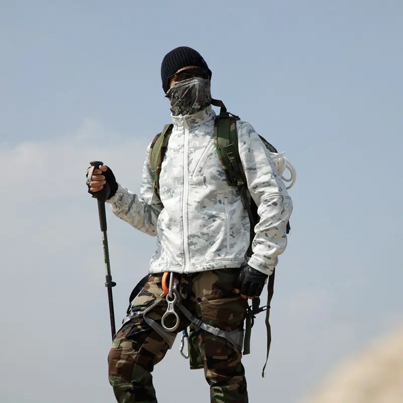 Magic Scorpion Chaqueta aislante con forro polar Softshell de camuflaje blanco cortavientos táctico para deportes al aire libre - imagen 2