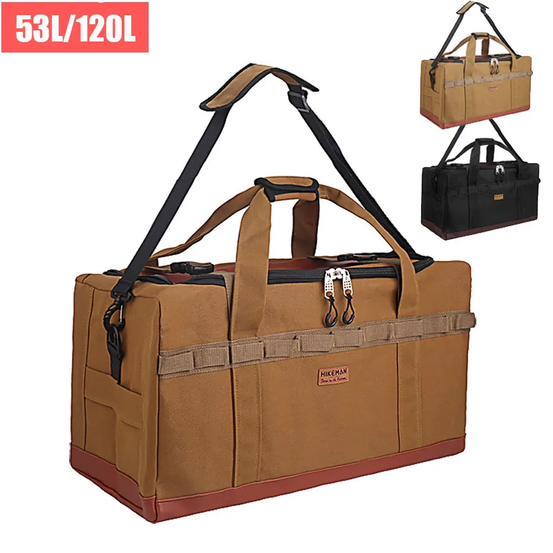 Bolsa de Camping al aire libre de gran capacidad para hombres, mochila de almacenamiento de equipo de campamento, bolso de mano, accesorios de tienda de campaña, bolso de hombro de Picnic, 53L/120L - imagen 5