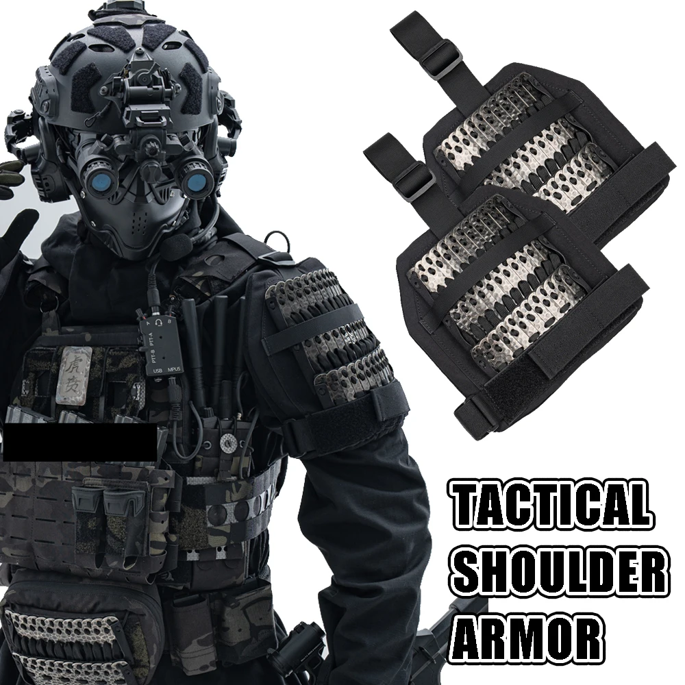 Armadura táctica de hombro de dragón, protección de Metal de acero inoxidable de estilo chino para chaleco Airsoft, equipo de protección de combate de Paintball