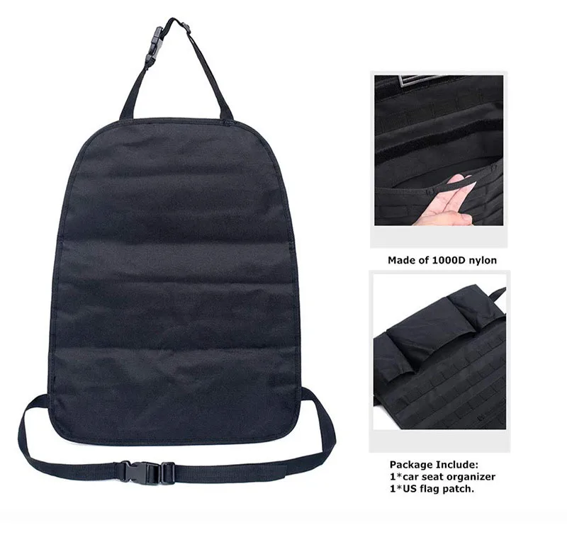 Molle-organizador trasero de asiento de coche, bolsa de almacenamiento de Panel, accesorios universales de caza, funda protectora para asiento de vehículo de viaje, bolsa de herramientas EDC - imagen 3
