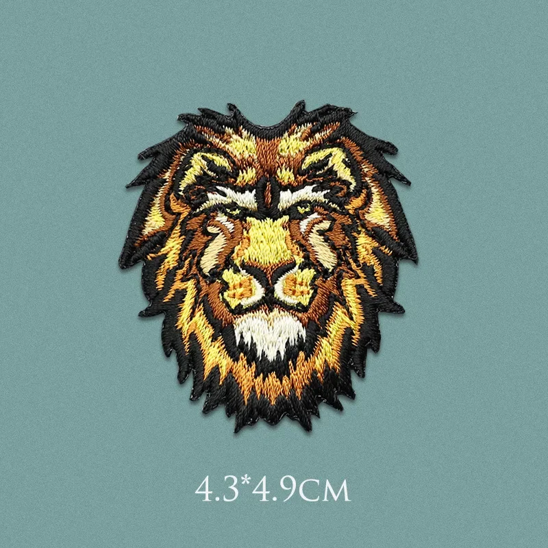 Parches bordados de animales de estilo Punk, transferencia de hierro, accesorios de costura con agujeros decorativos, ropa Hippie, Tigre, León, Lobo - imagen 5