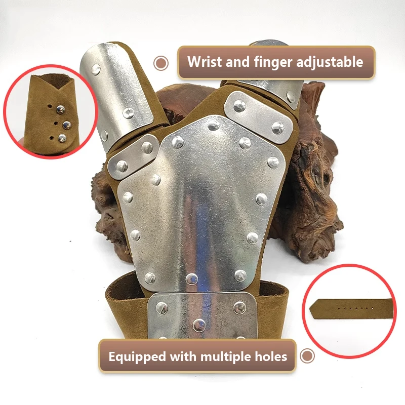 Protector de mano de armadura de placa de acero inoxidable 304, tirachinas, dardos de pescado, correa de muñeca de desplazamiento, protector de mano ajustable, accesorios de tiro - imagen 2