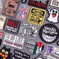 Parche de calavera Punk para planchar, parches para ropa, parches bordados con letras de Hip Hop para ropa, parche Fusible para pegatinas de ropa