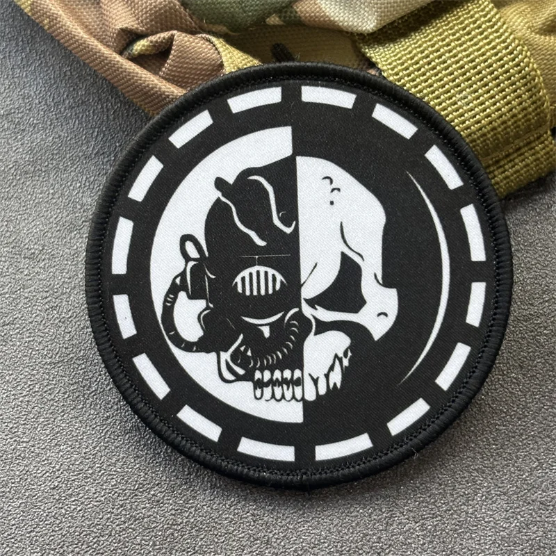 Parche táctico con estampado de "calavera" para ropa, insignia de moral militar, parches con gancho, pegatinas para mochila, brazalete - imagen 4