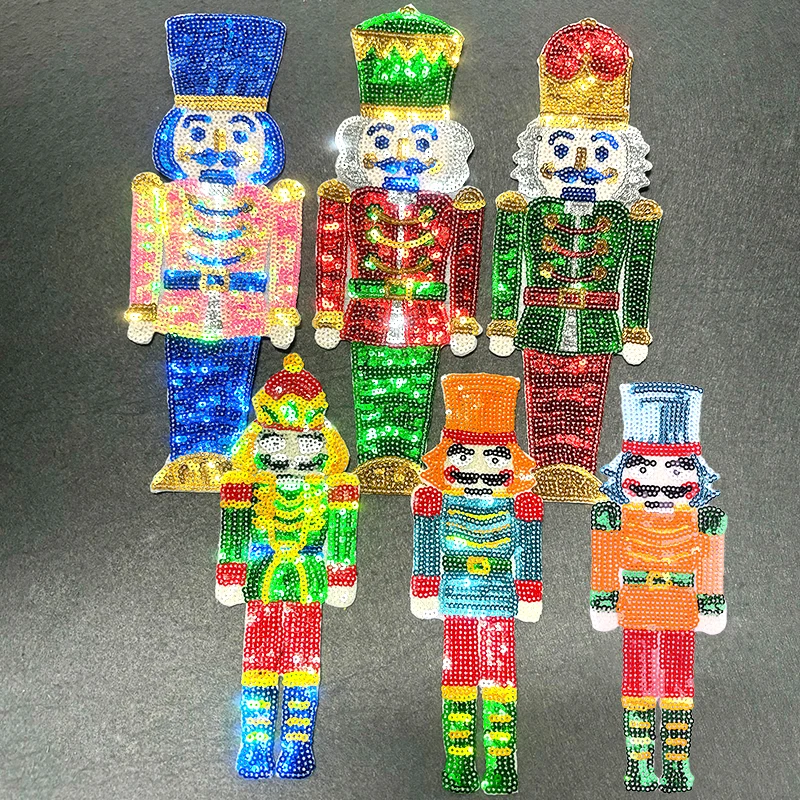 Parche bordado de lentejuelas soldado Cascanueces Robot ropa accesorios de costura parches bordados de dibujos animados decorativos DIY - imagen 2