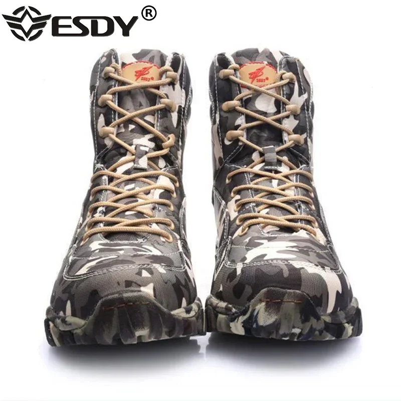 Men Boots Combat Mens Waterproof Canvas Camo Ankle Boots Tactical Size 37-46 Camouflage Boot Male Shoe Work Safety Shoes - imagen 3
