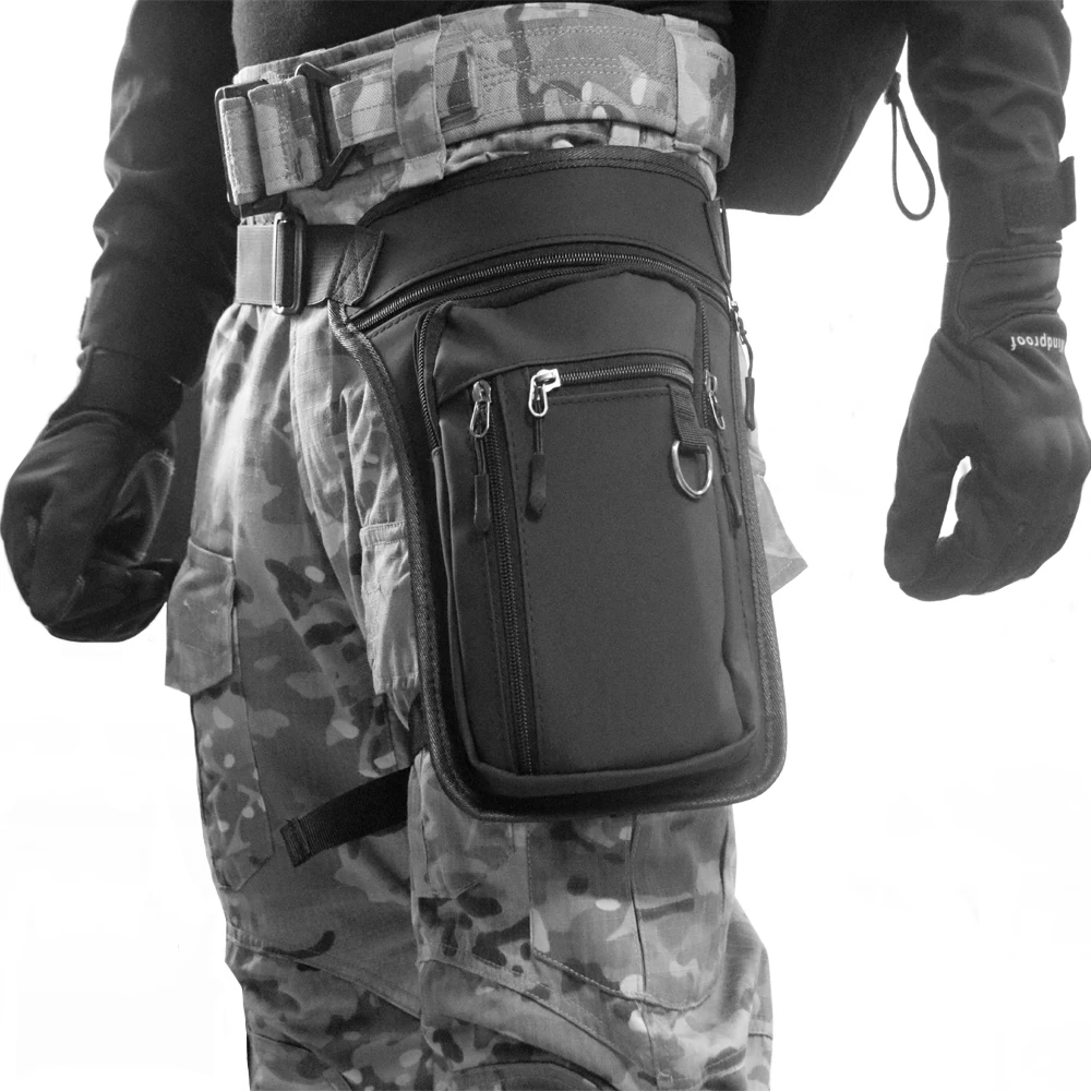 Bolsa para el muslo de cintura de Color sólido para hombre con diseño de correa desmontable, bolsa deportiva multifuncional con diseño de cremallera impermeable, para exteriores