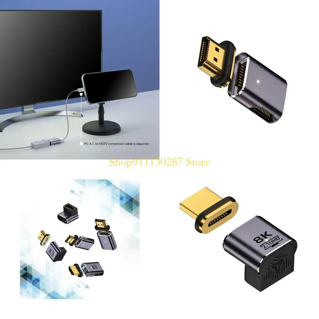 J1HC Soporte adaptador magnético 8K sin costura UHD2.1 8K60Hz 4K120Hz Multi -tamaños adaptador