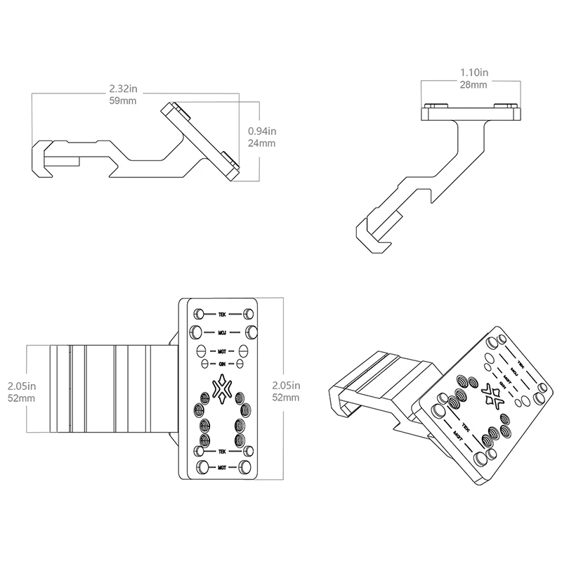 Vector 2007 Universal en un soporte de mira de punto rojo compensado inclinado de 45 grados para miras de punto rojo Frenzy Mgt/ Moj/ Tek/Gin Footprint - imagen 3
