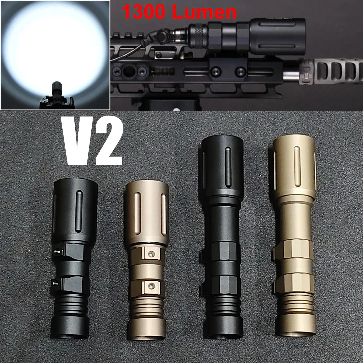 Linterna táctica LED aluminio para raíles M-LOK y Picatinny