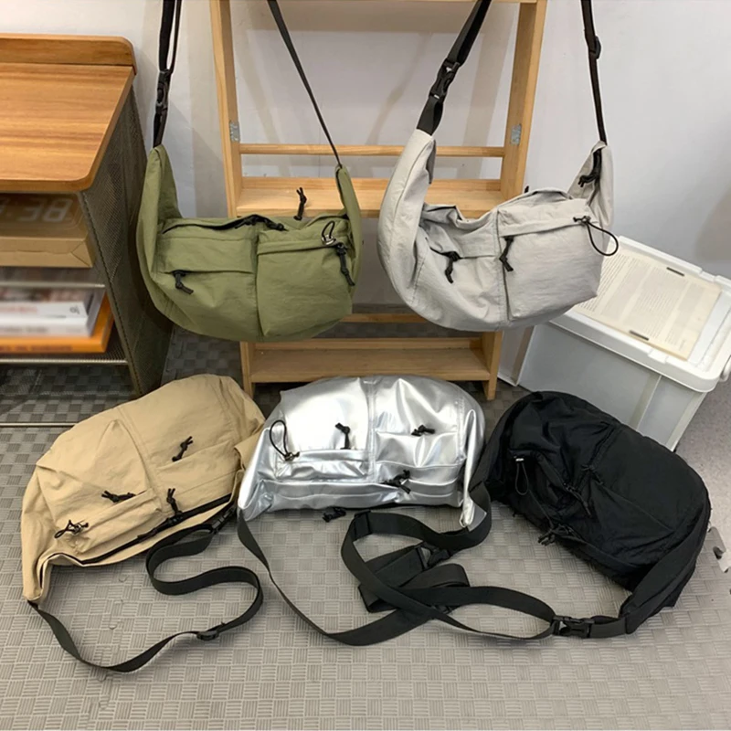 Bolso cruzado de pecho con forma de media luna para mujer, bolso de hombro para viaje y gimnasio, bolso de mano de gran capacidad para mujer, bolso de compras de viaje sólido para hombre - imagen 3