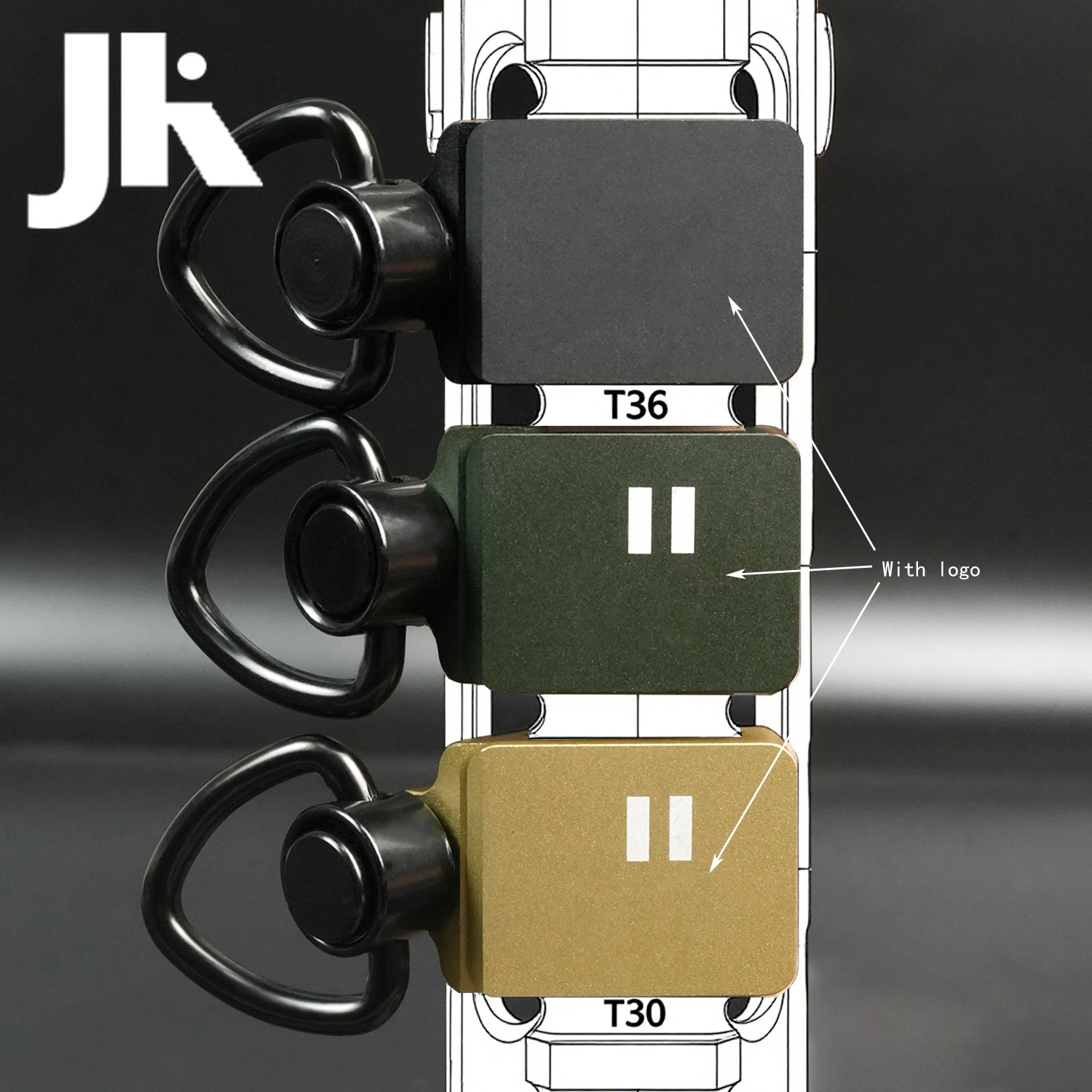 Hebilla de correa QD de Metal táctico, adaptador giratorio para hebilla de correa de riel de 21mm, botón pulsador de montaje de bucle de correa de aleación de aluminio - imagen 2