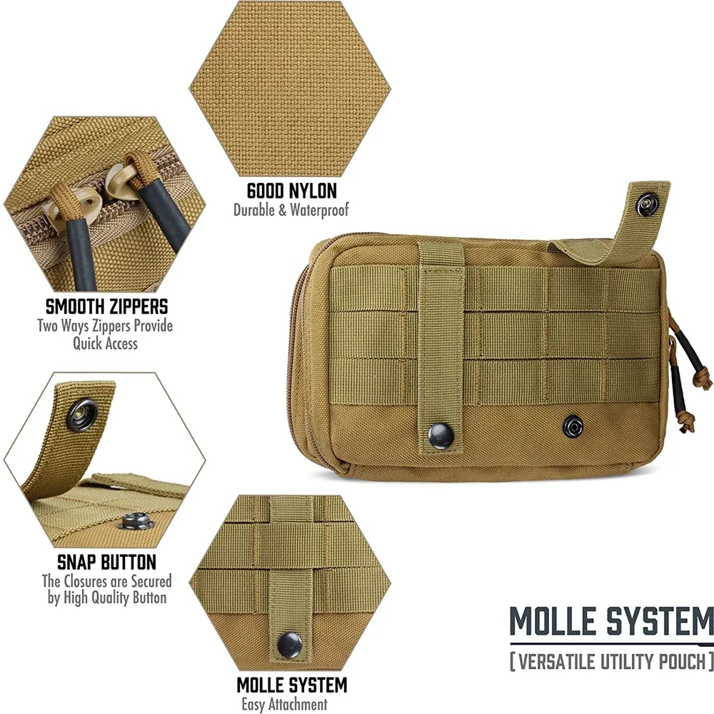 Riñonera táctica EDC Molle para exteriores, bolsa de herramientas EDC de gestión con funda de mapa, accesorio Molle, bolsa de utilidad compacta - imagen 5