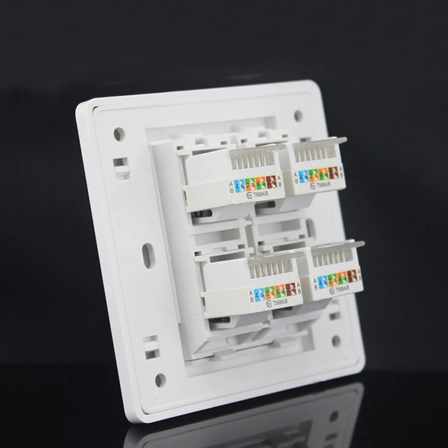 Toma de corriente rj45 modular, 4 puertos, cat5e, cat6, Keystone, blanco, pc, placa frontal de pared, panel de toma de pared sin pies, 86mm - imagen 5