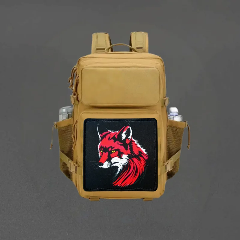 Parche militar con estampado de zorro rojo, chaleco táctico, insignia de moral con gancho y bucle, pegatinas decorativas para mochila, parches para brazalete para ropa
