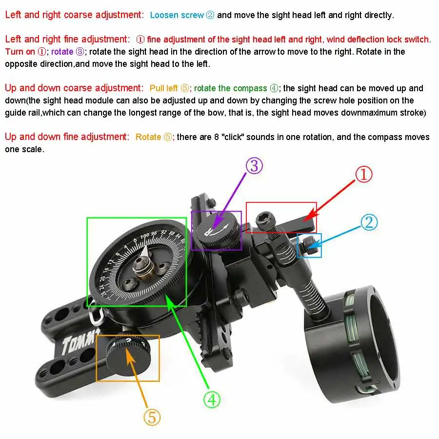 Puntero ajustable de aluminio para tiro con arco al aire libre, mira de arco compuesta de una sola aguja, accesorios de puntería de caza - imagen 2