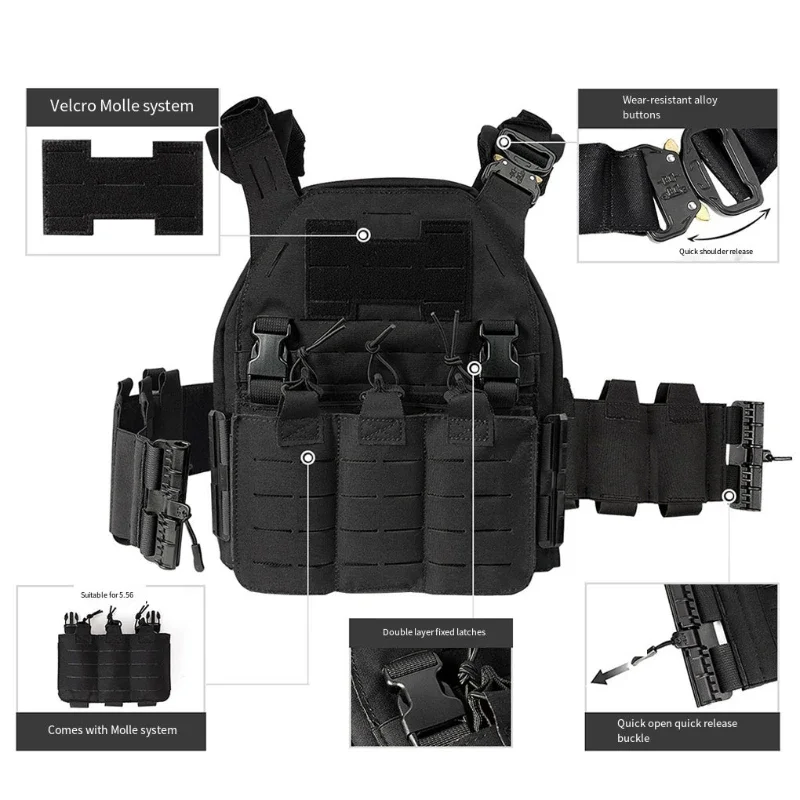 Chaleco táctico de liberación rápida para caza al aire libre, Chaleco ligero de corte láser, 1000D, Molle, novedad - imagen 4