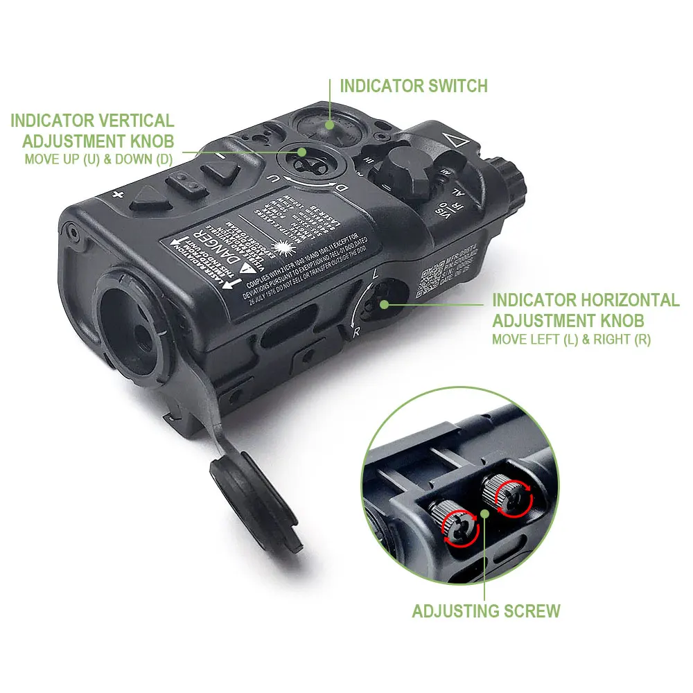 Mira táctica RAID-X verde/roja La-ser IR La-ser indicador de doble puntería con interruptor de presión para SOTAC-GEAR de aluminio con riel de 20mm - imagen 2