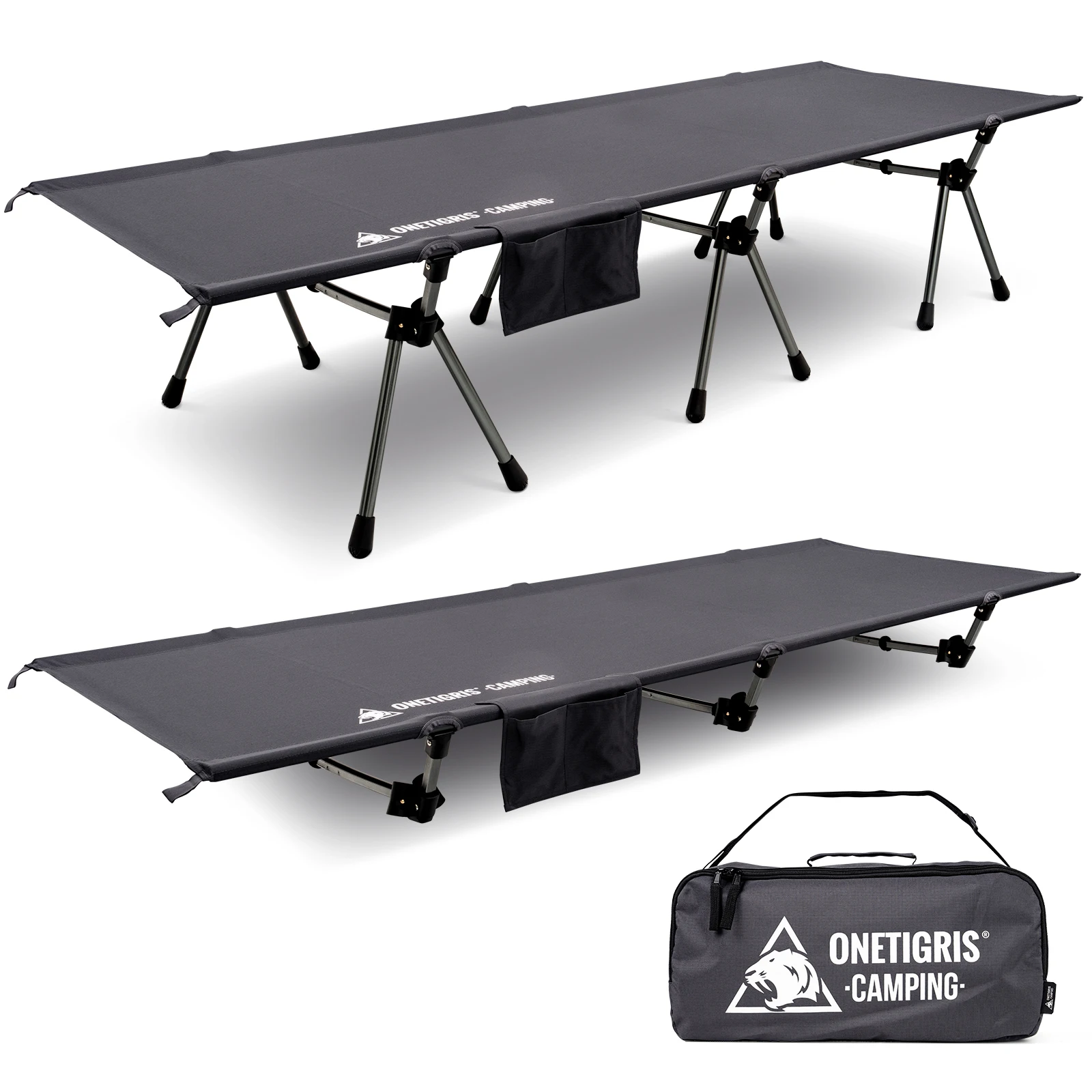 OneTigris Supranubis-cuna de Camping, cama plegable turística ligera y ajustable en altura para senderismo, viajes, camión, playa, oficina, siesta