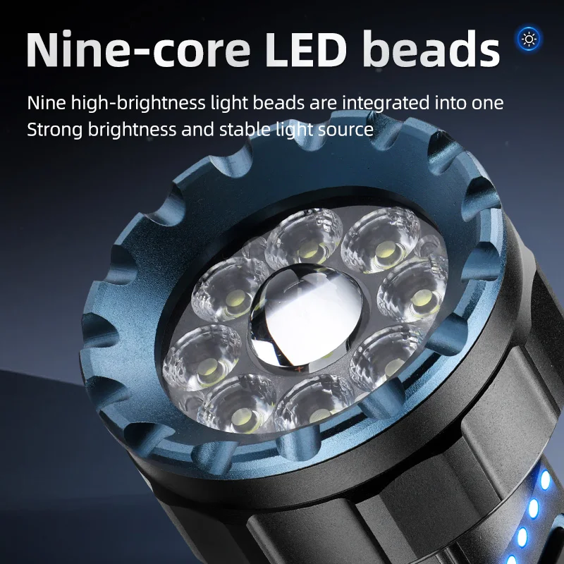 30W 1 + 8LED linterna de haz de luz USB recargable al aire libre COB Camping senderismo caza pesca escalada aventura antorcha de alta potencia - imagen 4