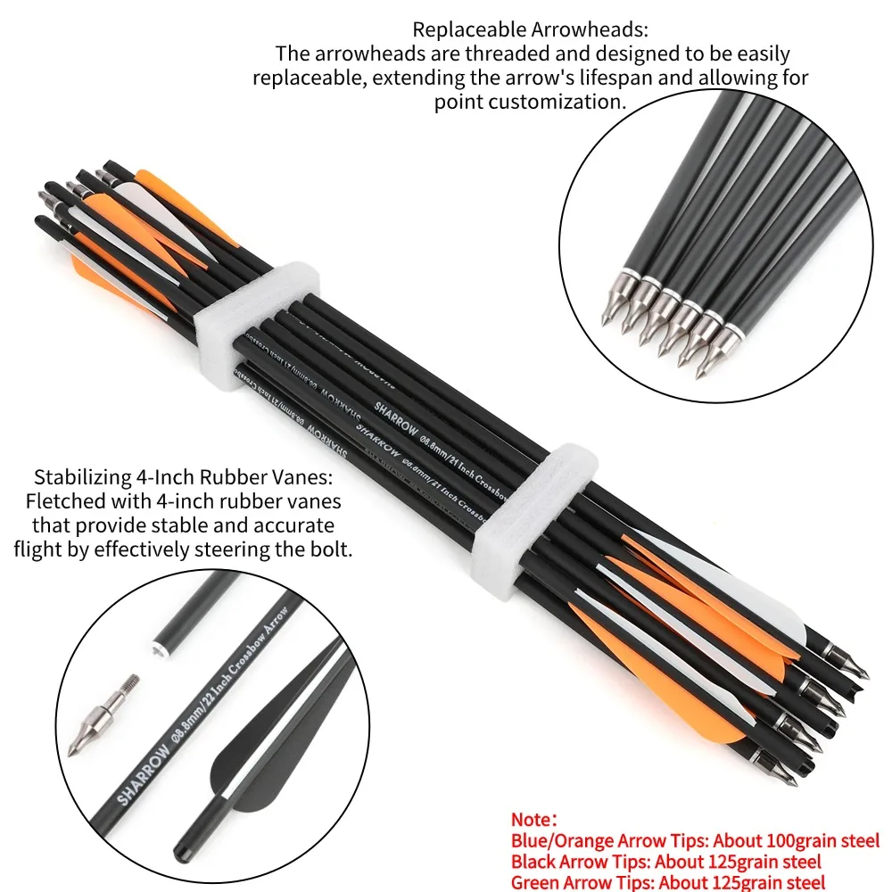 Tiro con arco flechas de carbono mezcladas 16 "17" 18 "20" 21 "22" pernos de ballesta 6/12 Uds arco caza al aire libre tiro objetivo flechas de carbono - imagen 3
