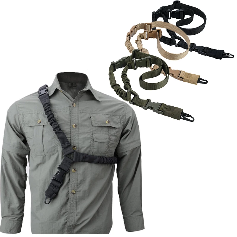 Accesorios tácticos de caza, pistola de tiro Molle Gear Molle, eslinga para pistola de un solo punto, correa para el hombro, rifle con cuerda con hebilla de metal - imagen 2