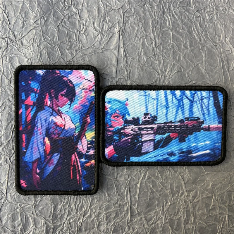 Insignia de moral táctica de belleza de estilo japonés, parche impreso, parches de gancho y bucle, pegatinas para mochila, apliques para ropa