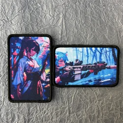 Insignia de moral táctica de belleza de estilo japonés, parche impreso, parches de gancho y bucle, pegatinas para mochila, apliques para ropa