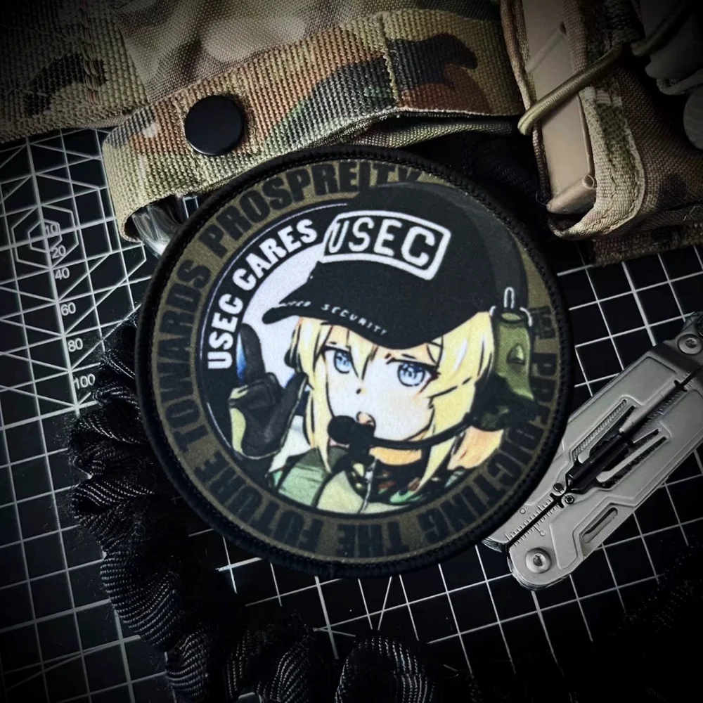 Parche táctico USEC para niñas, ropa, pistola, chica, emblema de gancho y bucle impreso, insignia de moral militar, brazalete, pegatinas para mochila
