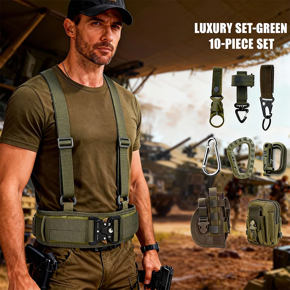 JSJM cinturón táctico de caza militar al aire libre de alta calidad cinturón deportivo de nailon + bolsa de pistola + Mini bolsa + conjunto de cinturón de accesorios Molle EDC