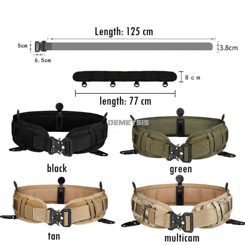 Cinturón militar ajustable para Airsoft Cs, faja acolchada de combate táctico Molle para batalla, senderismo al aire libre y caza - imagen 2