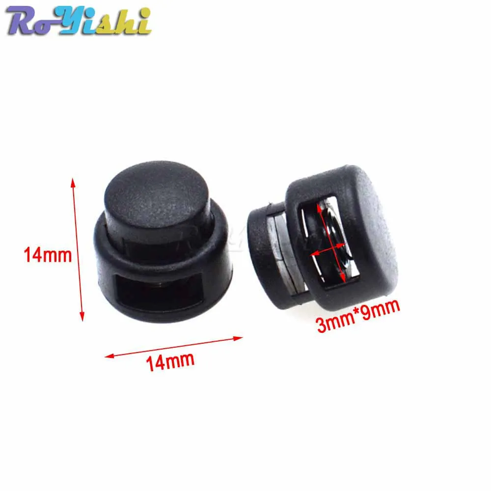 10 unids/pack tapón de bloqueo de cable de plástico Clip de palanca negro para tamaño de Paracord: 14mm * 14mm - imagen 2