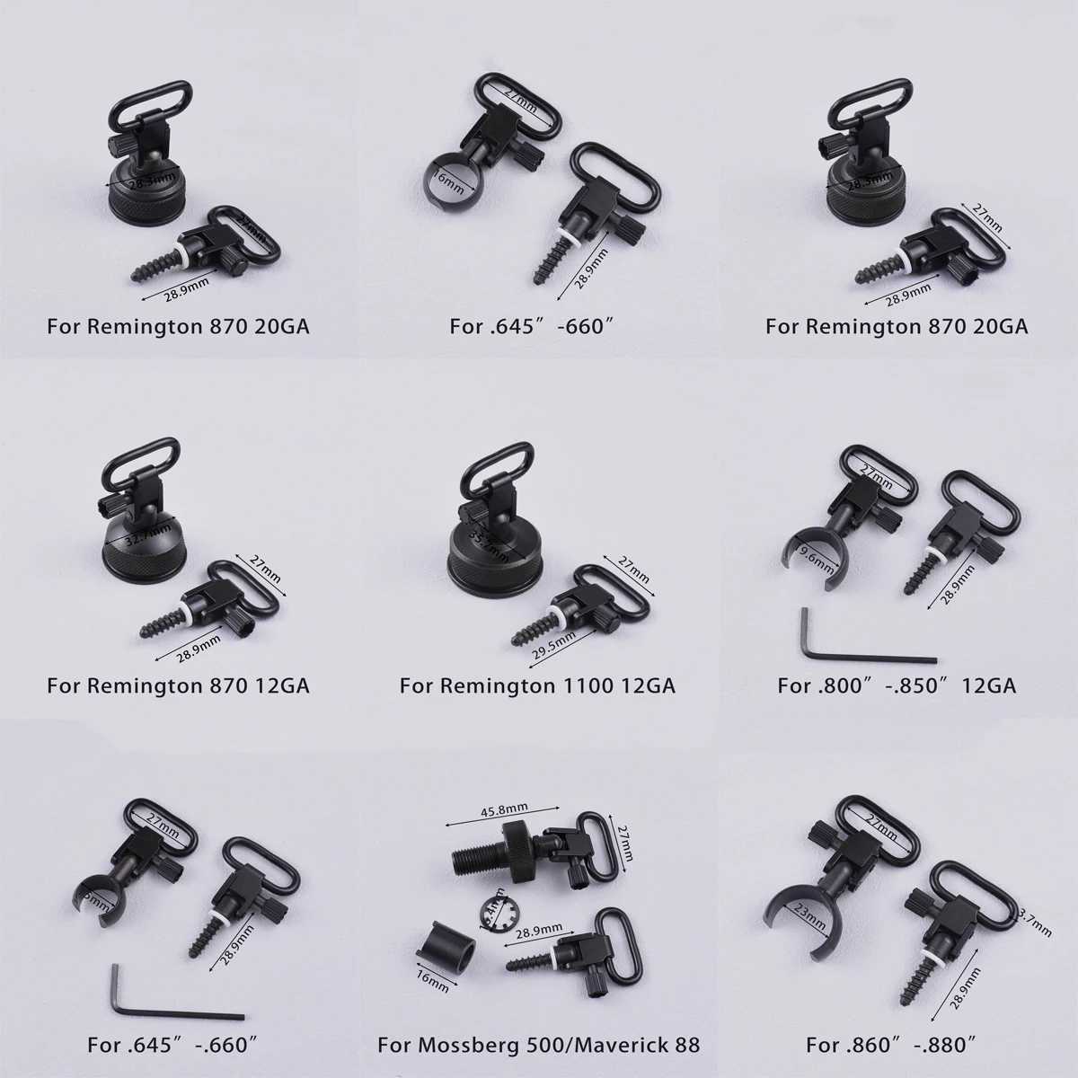 Adaptador eslinga QD metal giratorio Mossberg 500 Remington 870 - imagen 5