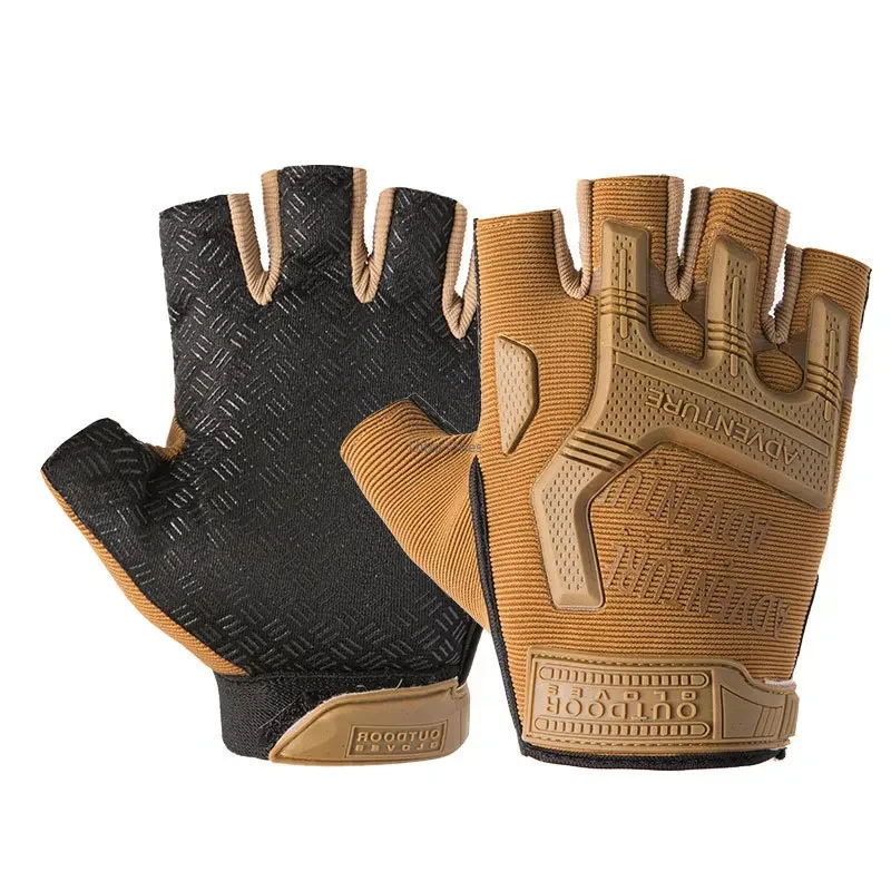 Guantes tácticos de camuflaje para entrenamiento, guantes antideslizantes de medio dedo para ciclismo, guantes de combate Cs sin dedos para caza y senderismo - imagen 4